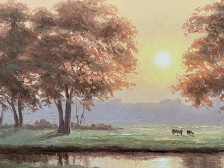 Fresh Morning original painting by Rimantas Virbickas. Lithuanian Landscape Paintings