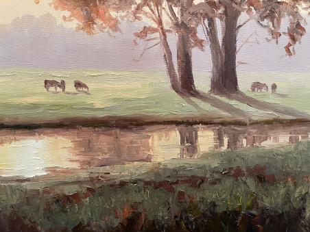 Fresh Morning original painting by Rimantas Virbickas. Lithuanian Landscape Paintings