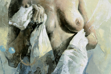 JK24-0423 After Shower original painting by Jonas Kunickas. Beauty Of A Woman