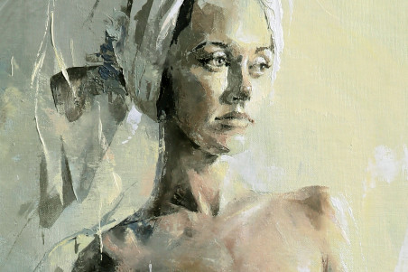 JK24-0423 After Shower original painting by Jonas Kunickas. Beauty Of A Woman