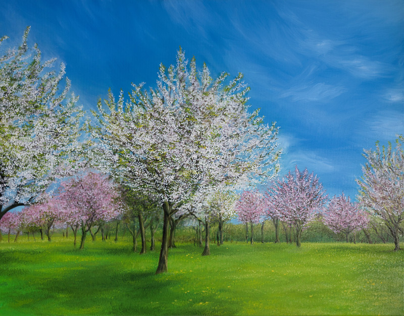 Spring Island original painting by Giedrė Anuškevičiūtė. Lithuanian Landscape Paintings