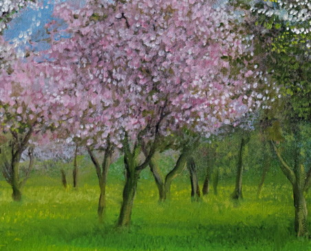 Spring Island original painting by Giedrė Anuškevičiūtė. Lithuanian Landscape Paintings