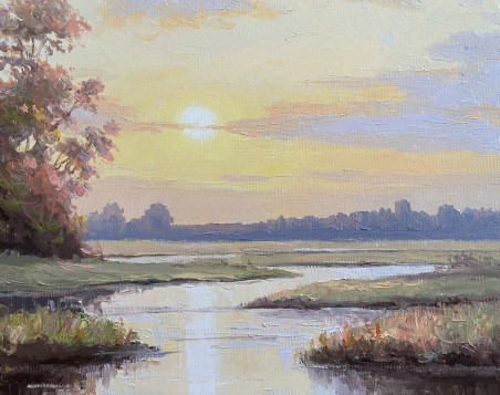 Peace By the River original painting by Rimantas Virbickas. Lithuanian Landscape Paintings