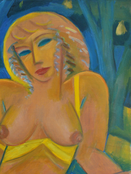 SUMMER UNDER THE PEAR-TREE original painting by Vaidotas Ruibys. Nude