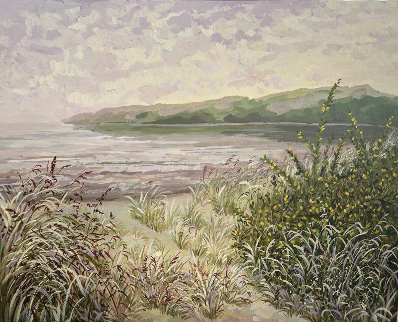 Spring Evening by the Dune original painting by Gabrielė Prišmantaitė. Lithuanian Landscape Paintings