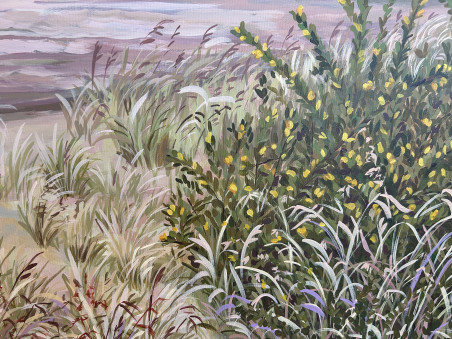 Spring Evening by the Dune original painting by Gabrielė Prišmantaitė. Lithuanian Landscape Paintings