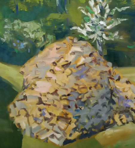 Firewood In the Yard original painting by Vidmantas Jažauskas. Lithuanian Landscape Paintings