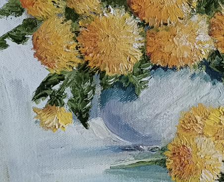 Dandelions in bloom original painting by Jūratė Sasnauskienė. Flowers