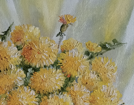 Dandelions in bloom original painting by Jūratė Sasnauskienė. Flowers