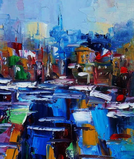 City 1 original painting by Leonardas Černiauskas. Abstract Paintings