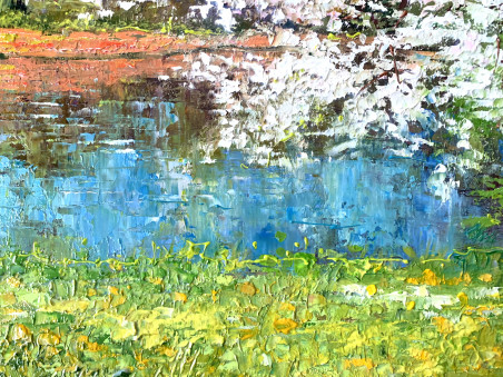 Somewhere In Paradise Jasmine Bloomed original painting by Nijolė Grigonytė Lozovska. Lithuanian Landscape Paintings