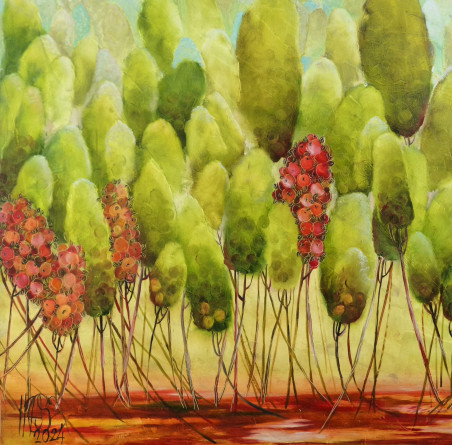 Magic Trees 18 original painting by Inesa Škeliova. Lithuanian Landscape Paintings