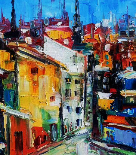 City 2 original painting by Leonardas Černiauskas. Home