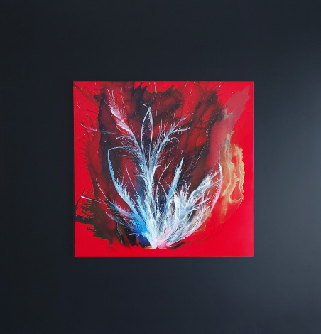 Red on Black (triptych) original painting by Danguolė Šerstinskaja. Abstract Paintings