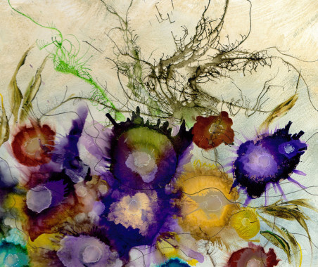 Colorful Flowers original painting by Danguolė Šerstinskaja. Abstract Paintings