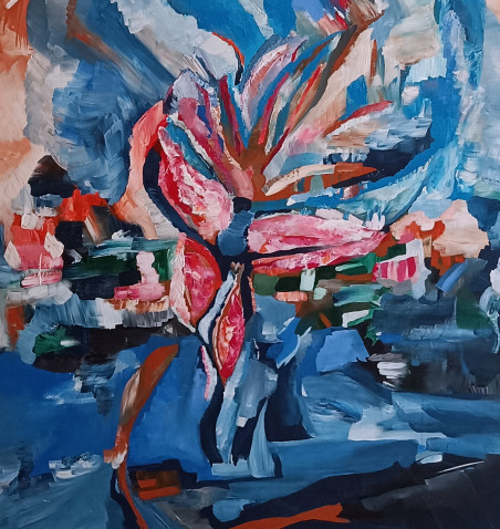 Blue Flower original painting by Nomeda Čiurlionytė. Abstract Paintings