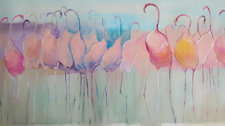 Maybe Flamingos? original painting by Aušra Bugvilionė. Animalistic Paintings