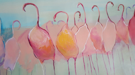 Maybe Flamingos? original painting by Aušra Bugvilionė. Animalistic Paintings