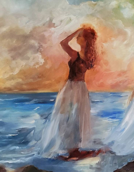 Sunset original painting by Birutė Butkienė. Paintings With People