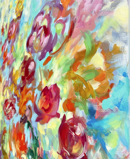 Improvisation on Peony Tulips original painting by Yuna Galejeva. Talk Of Flowers