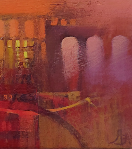 Evening at the City original painting by Aistė Jurgilaitė. Abstract Paintings