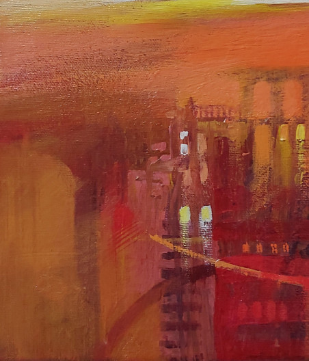 Evening at the City original painting by Aistė Jurgilaitė. Abstract Paintings