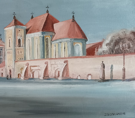 Kaunas Seminary of Priests original painting by Jūratė Sasnauskienė. Urbanistic - Cityscape