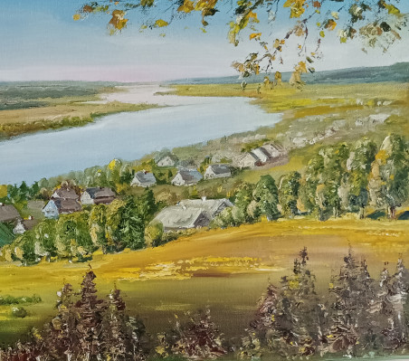 The View From the Vilkija Ridge original painting by Jūratė Sasnauskienė. Lithuanian Landscape Paintings