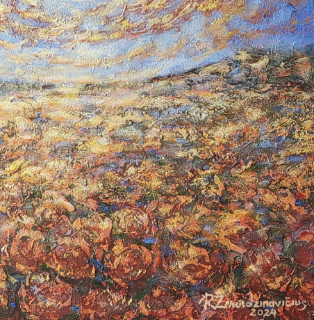 Caresses of the Sun original painting by Romas Žmuidzinavičius. Lithuanian Landscape Paintings