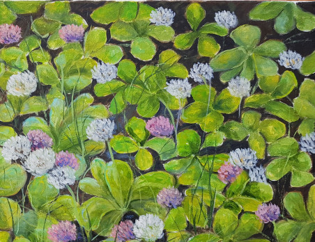 Shamrock original painting by Voldemaras Valius. Easter collection