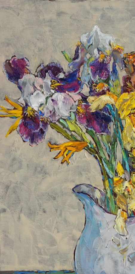 Irises original painting by Šarūnas Šarkauskas. Still-Life