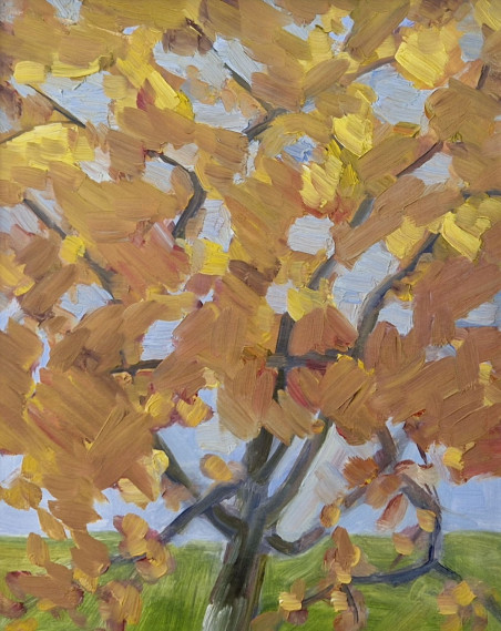 Apple-tree In Autumn original painting by Dalia Motiejūnienė. Lithuanian Landscape Paintings