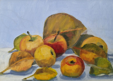 Yellow Apples original painting by Dalia Motiejūnienė. Still-Life