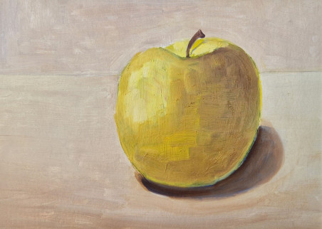 Golden Apple original painting by Dalia Motiejūnienė. Still-Life