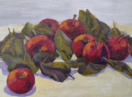 Red Apples original painting by Dalia Motiejūnienė. Still-Life