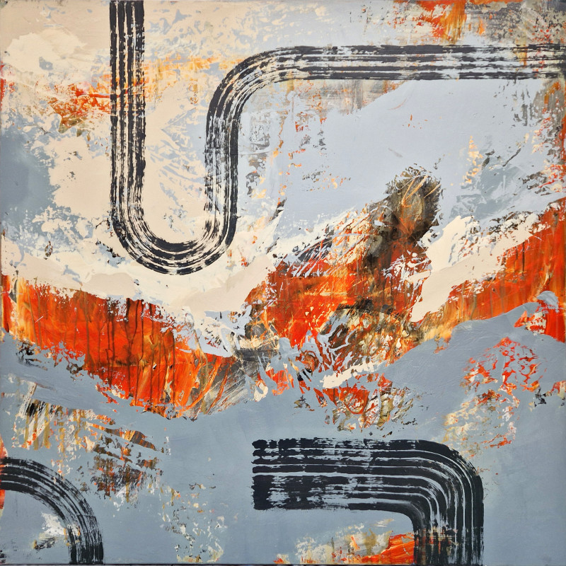 ORANGE SUBMARINE original painting by Eglė Stripeikienė. Abstract Paintings