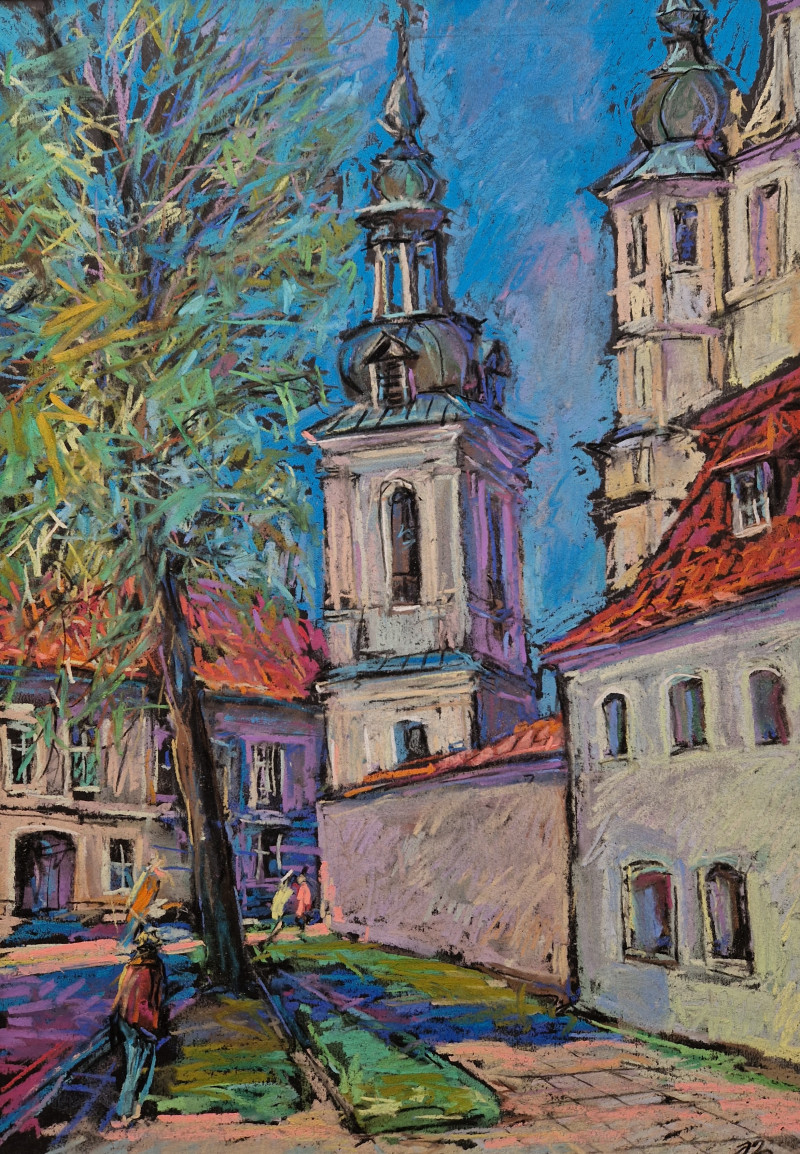 Next to St Michael's Church. Vilnius original painting by Dmytro Hunts. Lithuanian Landscape Paintings