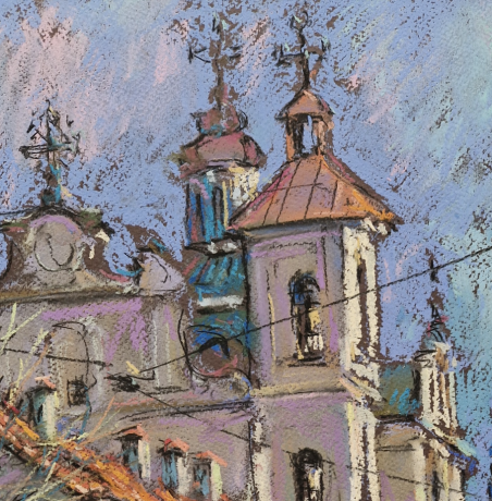 The Old Vilnius original painting by Dmytro Hunts. Lithuanian Landscape Paintings