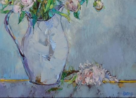 White Peonies original painting by Šarūnas Šarkauskas. Still-Life