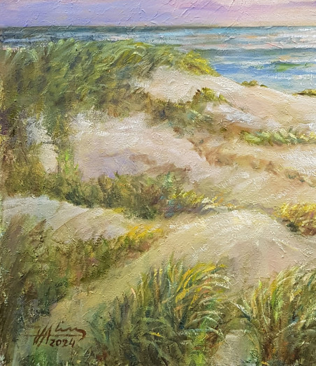 Dunes And Sea original painting by Voldemaras Valius. Lithuanian Landscape Paintings