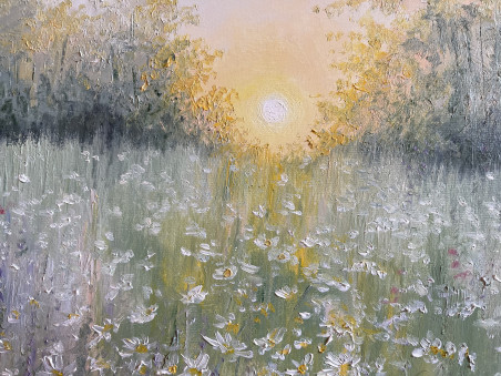 As the Sun Rises original painting by Danutė Virbickienė. Lithuanian Landscape Paintings