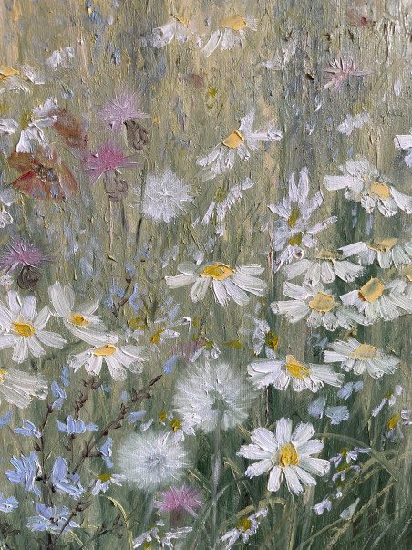 Meadow of Midsummer original painting by Danutė Virbickienė. Lithuanian Landscape Paintings