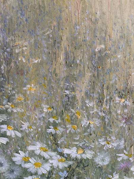 Meadow of Midsummer original painting by Danutė Virbickienė. Lithuanian Landscape Paintings