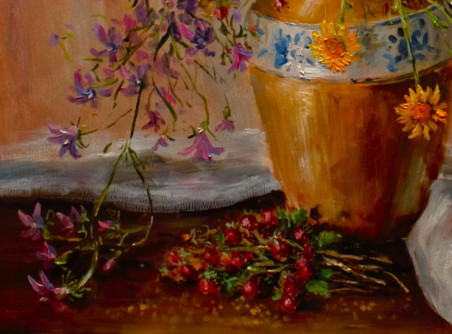 From the meadows of the lake original painting by Irma Pažimeckienė. Still-Life