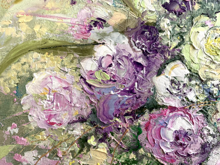 Eustoma original painting by Nijolė Grigonytė Lozovska. Flowers