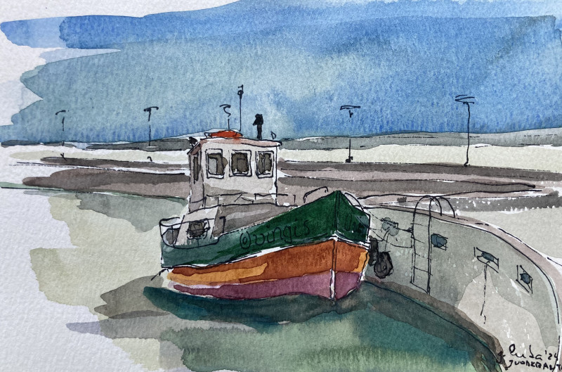 Fishing Boat. Juodkrantė original painting by Luka Galinytė. Lithuanian Landscape Paintings