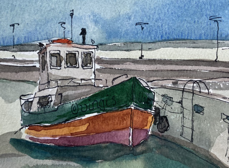 Fishing Boat. Juodkrantė original painting by Luka Galinytė. Lithuanian Landscape Paintings