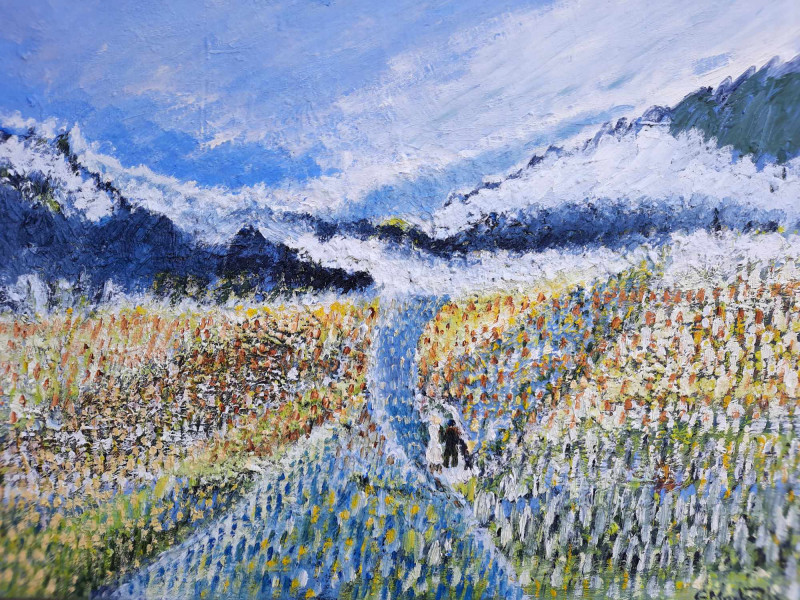 On the blue trail original painting by Gitas Markutis. Lithuanian Landscape Paintings