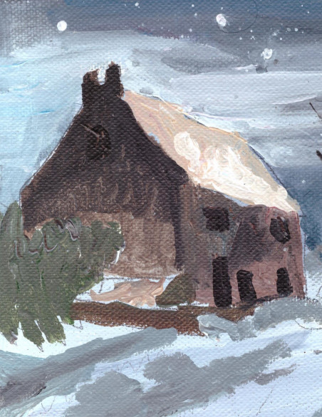 Winter Evening original painting by Kristina Daniūnaitė. Miniature