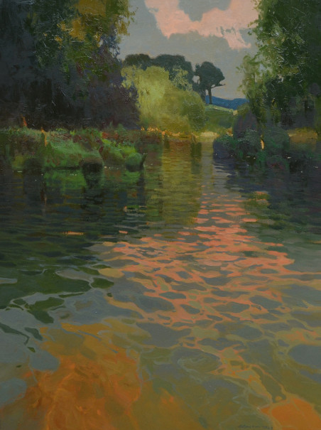 Evening Ripples original painting by Vytautas Laisonas. Lithuanian Landscape Paintings